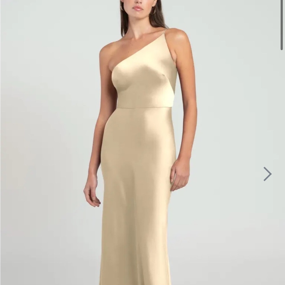 Jenny Yoo Gold One Shoulder Gown for Weddings